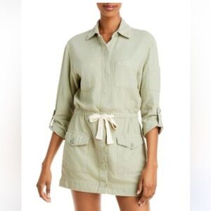 Monrow Green Twill Cargo Mini Dress Small